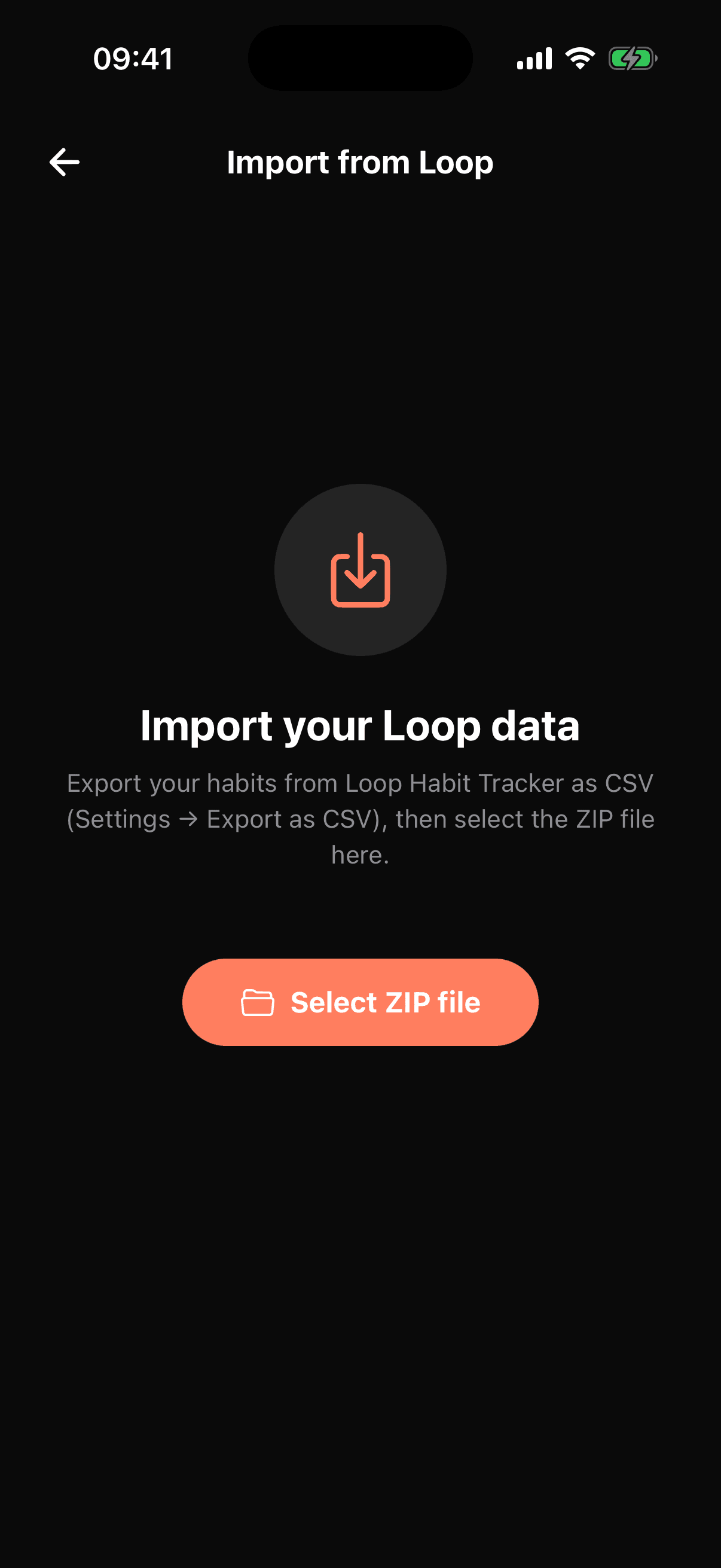 Import habits from Loop Habit Tracker into Ouro on iPhone